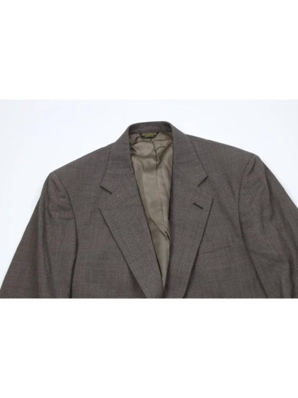 Vtg 70s Mens 40L 2 Piece Wool Houndstooth Suit Wedding Brown Wide Leg 32x33 USA